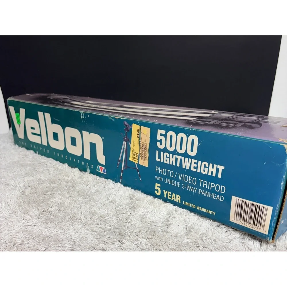 Velbon 5000 Lightweight Photo Video Tripod with 3-Way Panhead New Old Stock